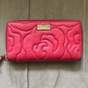 Kate Spade New York Sedgewick Lane Rose Sweets Wallet Quilted Red Lambs Leather